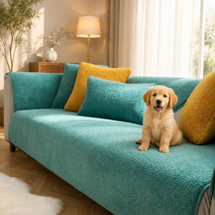 Fleece Sofa Cover | Thick Non-Slip Couch Protector | Soft Washable