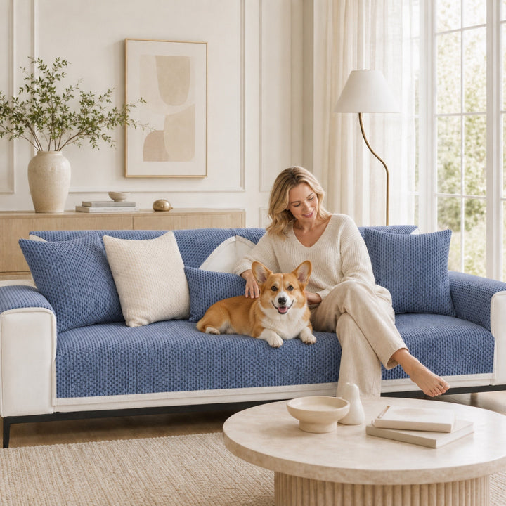 Wheat Ear Chenille Sofa Cover | Anti-Scratch Non-Slip Protector