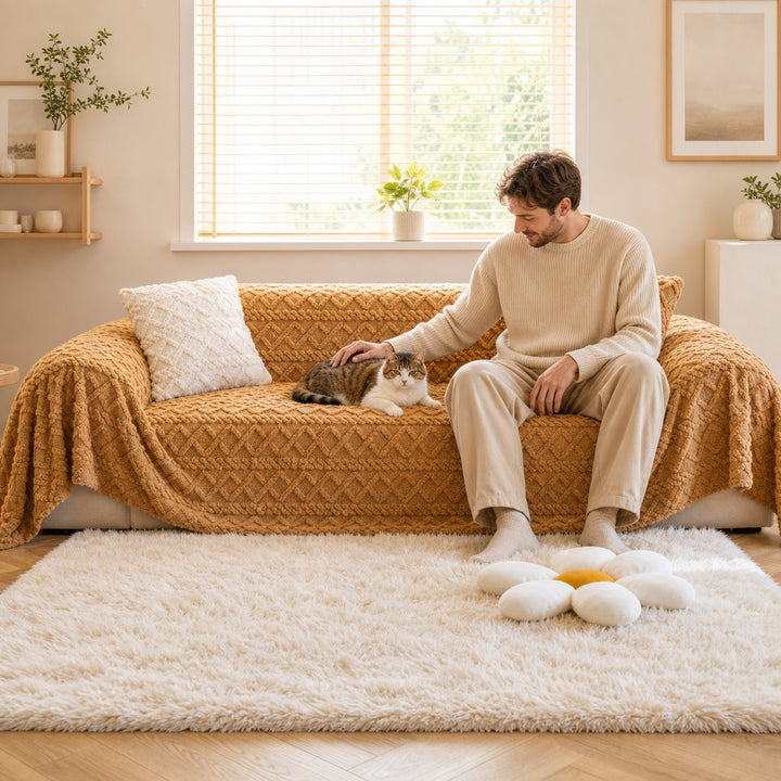 Fleece Sofa Throw | Soft Washable | Scratch-Resistant Sofa Protector