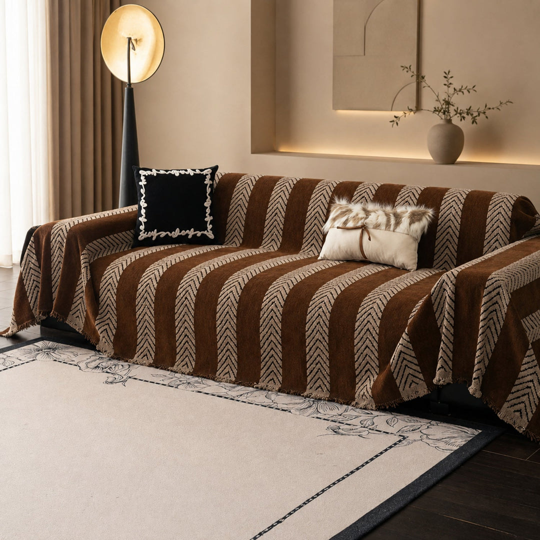 Sofa Throw | Chenille Pet Proof Couch Blanket | Non-Slip Herringbone | Washable | Dog & Cat Friendly