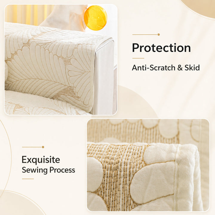 Leaf Cotton Sofa Protector | Scratch-Resistant Non-Slip Washable Cover