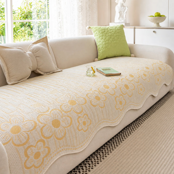 Floral Cooling Sofa Cover | Washable Non-Slip Couch Mat | Pet-Friendly Protector