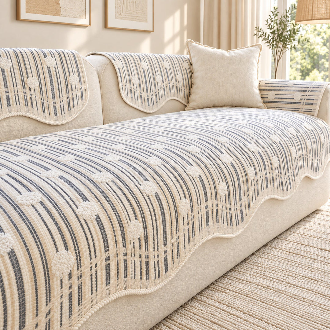 Modern Striped Sofa Cover | Soft Chenille | Non-Slip, Machine Washable