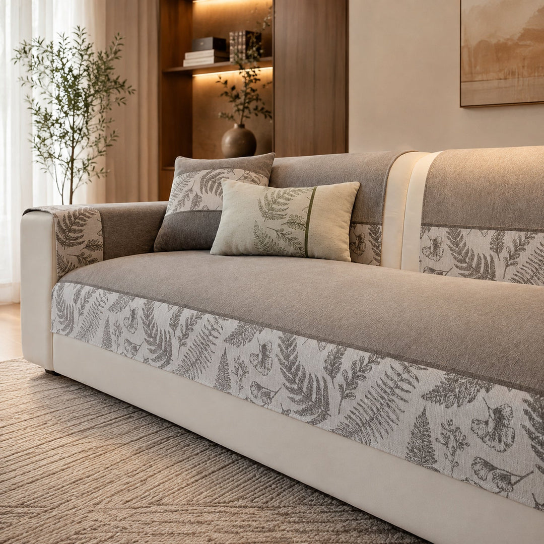 Botanical Chenille Sofa Protector | Breathable Non-Slip Washable Cover
