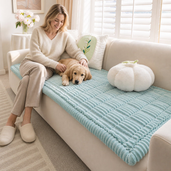 Non-Slip Sofa Cover for Dogs & Cats | Washable Flannel Pet Mat | Sofa Protector