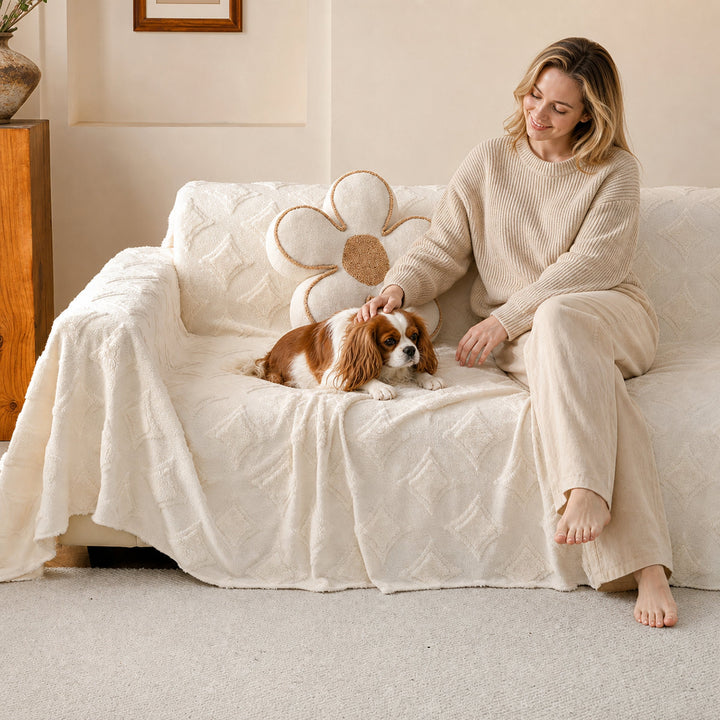 Star Plush Sofa Throw | Soft Washable Pet-Friendly | Furniture Protector