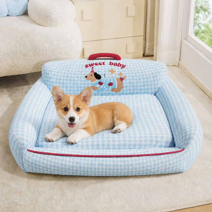 Dog Bed & Cat Bed | Sweet Baby Design | Soft Plush, Raised Sides & Removable Cushion