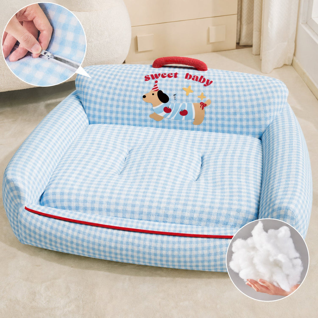 Dog Bed & Cat Bed | Sweet Baby Design | Soft Plush, Raised Sides & Removable Cushion
