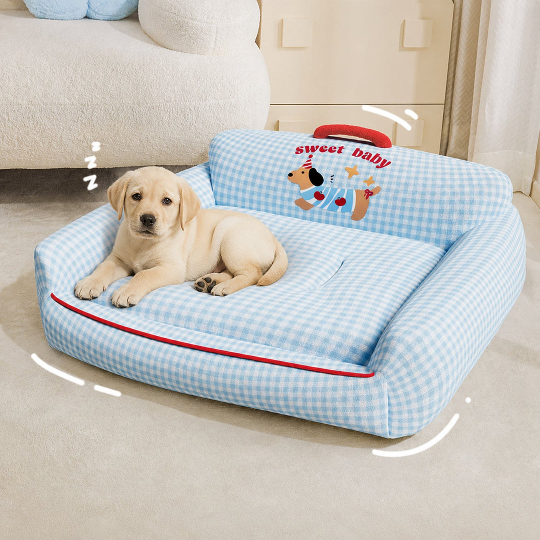 Dog Bed & Cat Bed | Sweet Baby Design | Soft Plush, Raised Sides & Removable Cushion