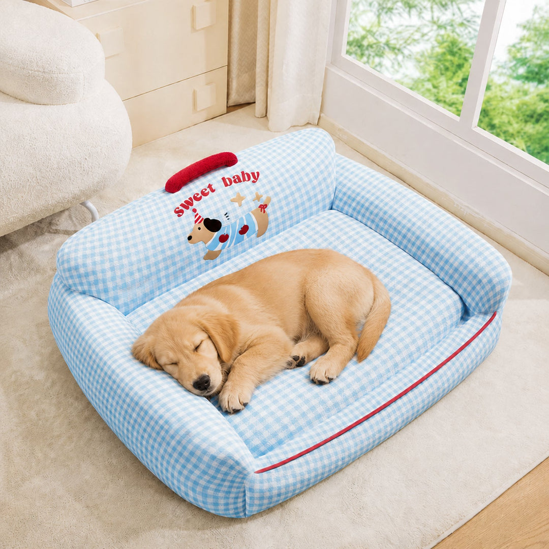 Dog Bed & Cat Bed | Sweet Baby Design | Soft Plush, Raised Sides & Removable Cushion