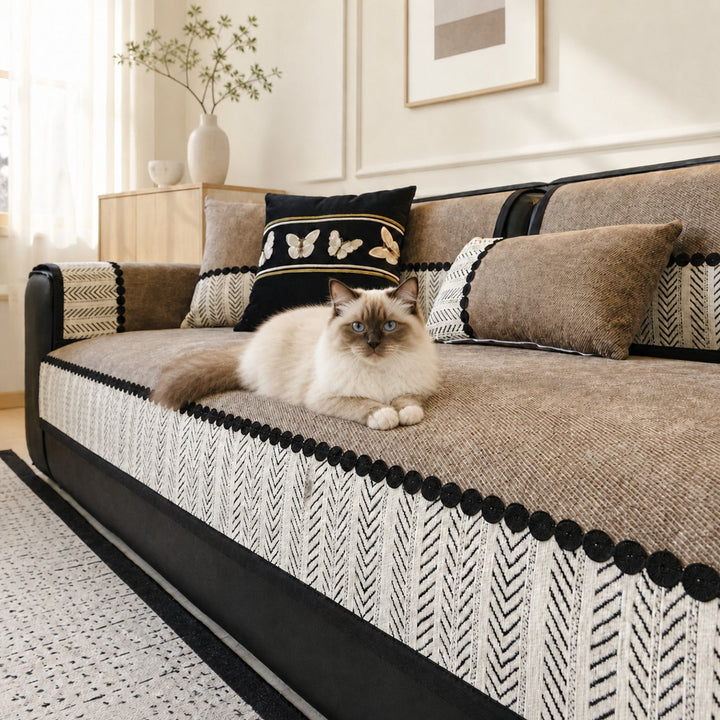 Herringbone Sofa Protector | Chenille Non-Slip All-Season Cover
