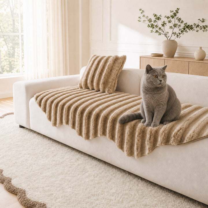 Fluffy Plush Sofa Protector | Thick Soft Non-Slip Washable Cover