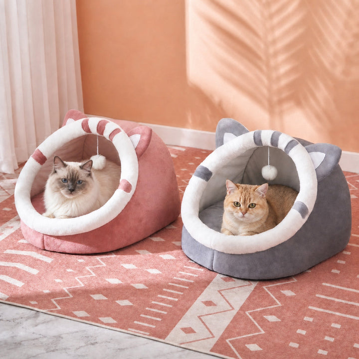 Foldable Cat House | Washable Enclosed Bed | Anti-Slip Base