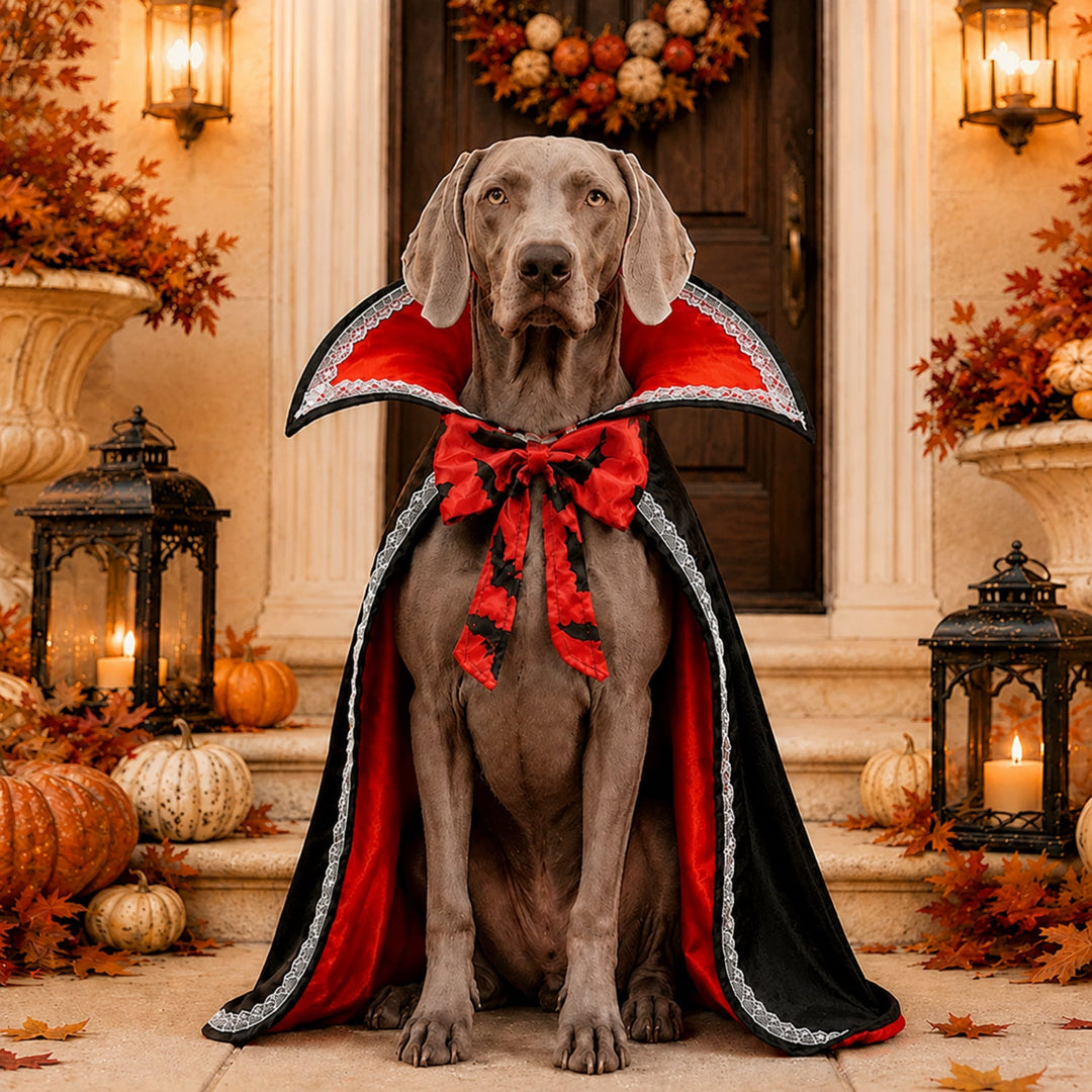 Vampire Pet Costume | Halloween Cape with High Collar for Dogs & Cats