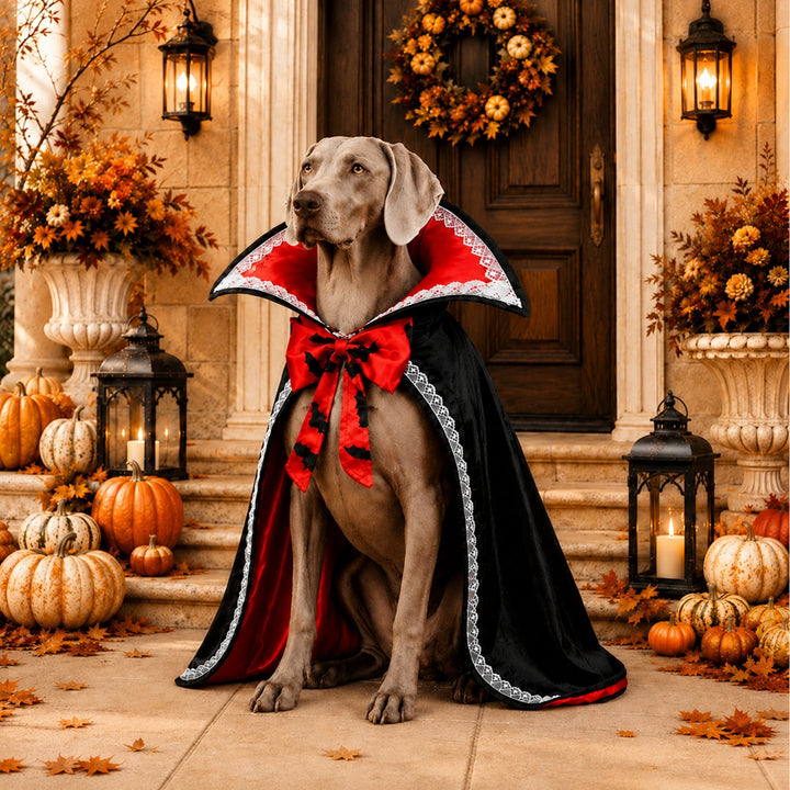 Vampire Pet Costume | Halloween Cape with High Collar for Dogs & Cats