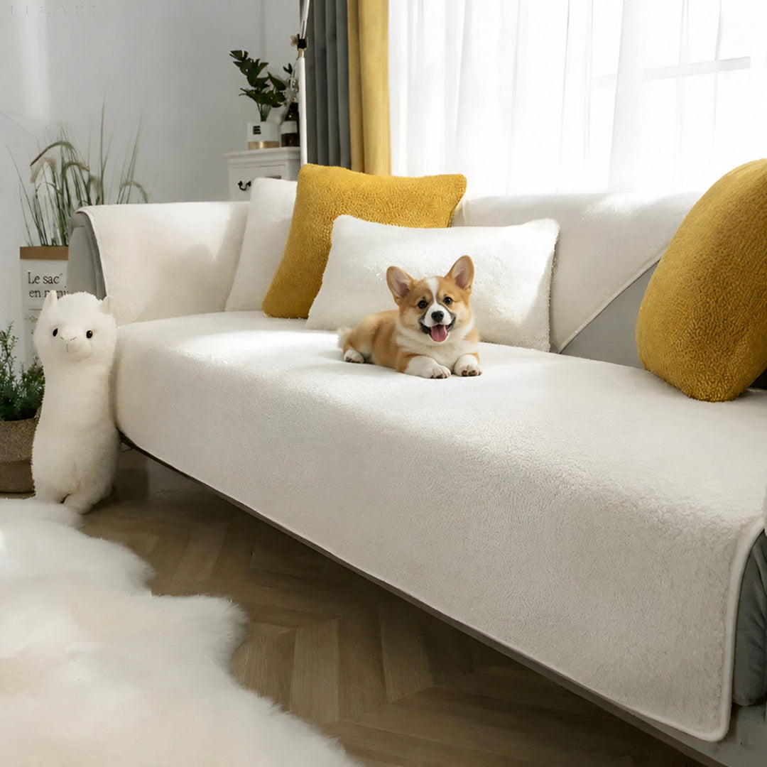 Fleece Sofa Cover | Thick Non-Slip Couch Protector | Soft Washable