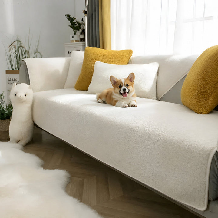 Fleece Sofa Cover | Thick Non-Slip Couch Protector | Soft Washable