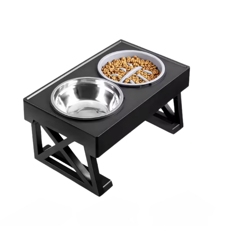 Adjustable Elevated Dog Bowl Stand | Slow Feeder | Healthier Eating Posture