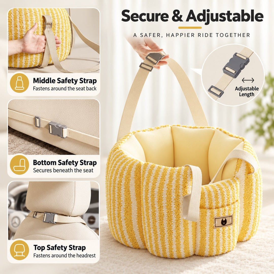 Dog Car Seat & Carrier Bag | Sunny Ride | Soft Plush & Carry Handles