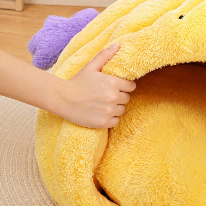 Dog Bed & Cat Bed | Pumpkin Cave | Warm Washable Plush with a Non-Slip Base