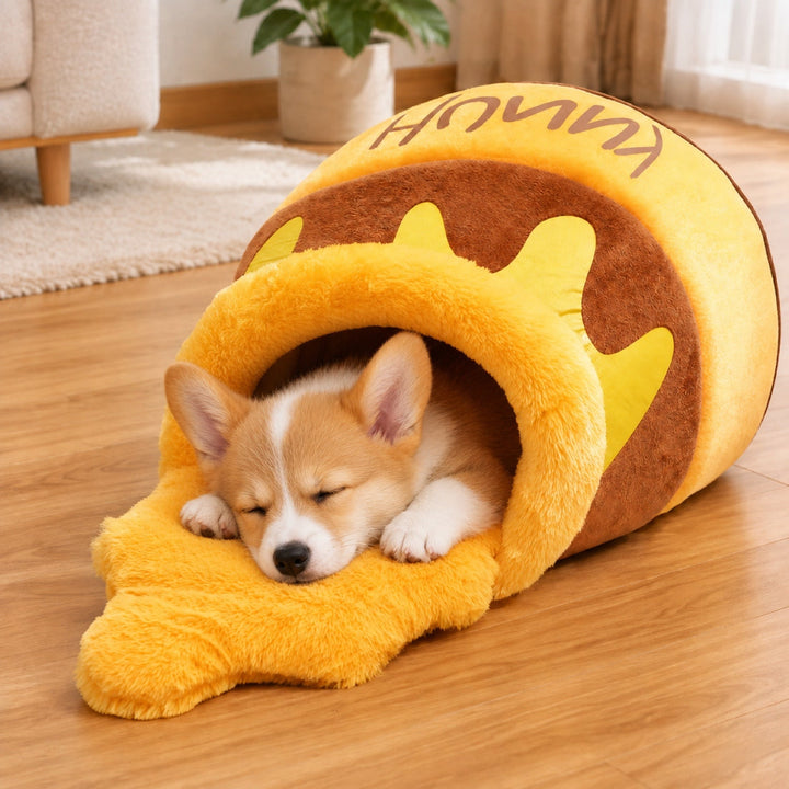 Dog Bed & Cat Bed | Honey Pot House | Soft Plush & Removable Washable Cushion