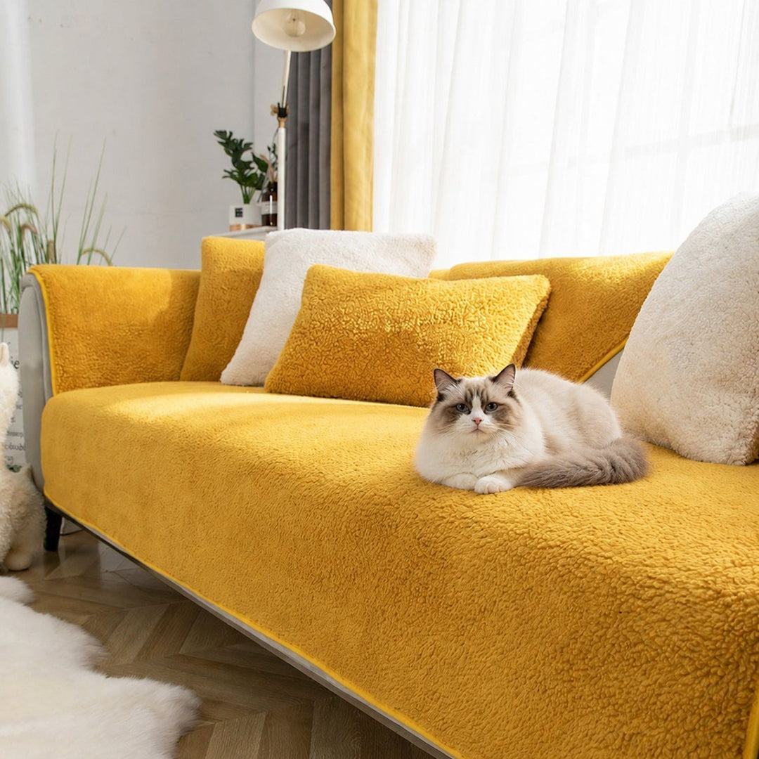 Fleece Sofa Cover | Thick Non-Slip Couch Protector | Soft Washable